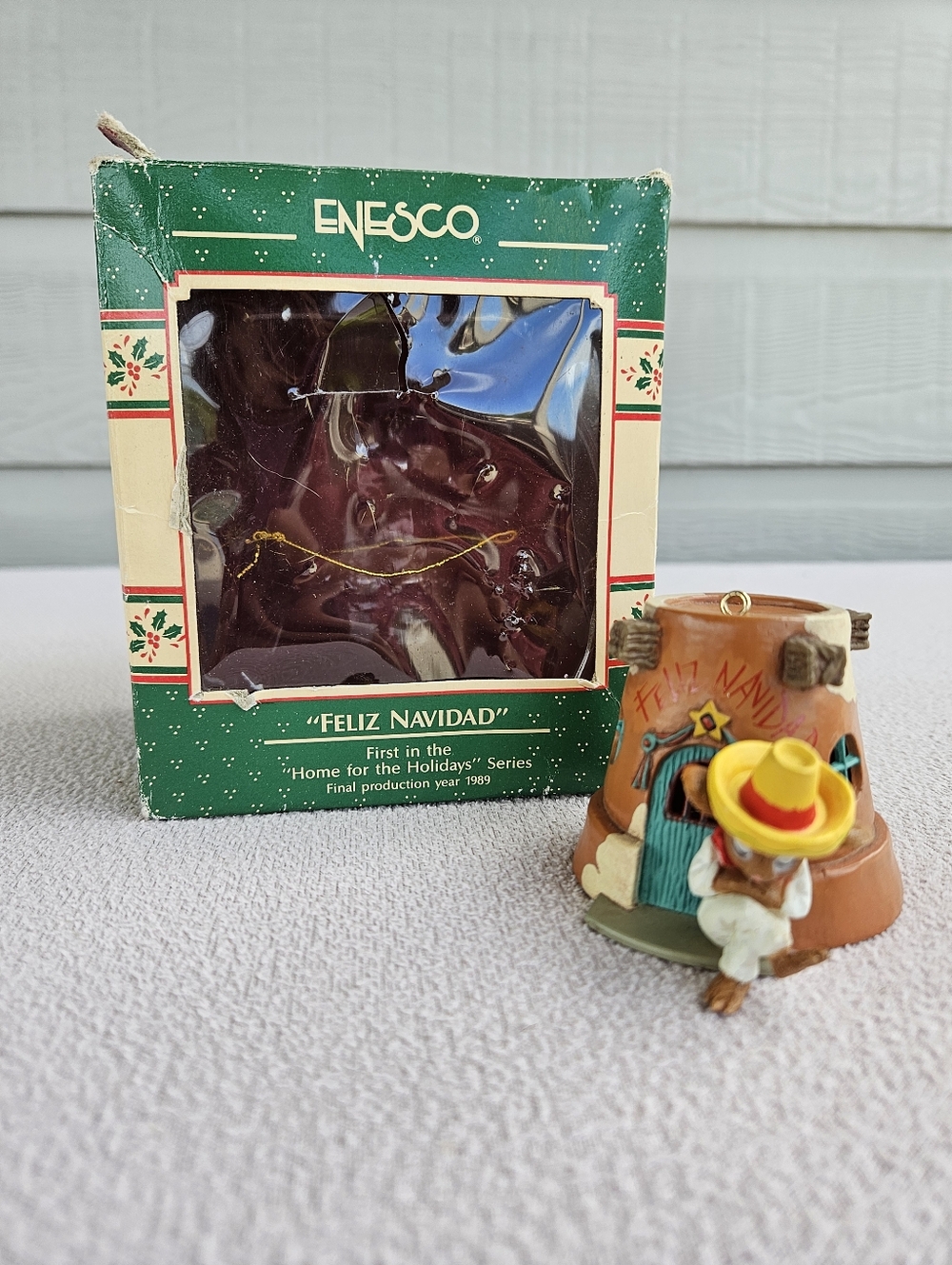 Enesco Home for the Holidays 1st in Series Feliz Navidad Mouse Ornament 1989 VTG